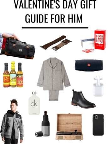 Men can be so hard to shop for, so hopefully this Valentine’s Gift Guide for Him helps you shop for the man in your life with ease. I’ve included different items for different budgets and based on different preferences. #valentinesdaygiftideasformen #boyfriendgiftbasketvalentinesday